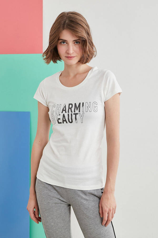 Women's White Printed T-shirt - 5