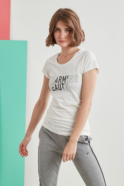 Women's White Printed T-shirt - 7