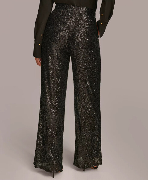 Women's Wide Leg Sequin Pant Black - 2