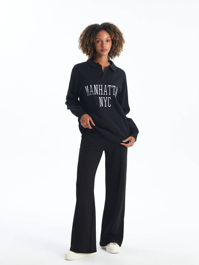 Women's Wide Leg Tracksuit Bottoms with Elastic Waistband - 1