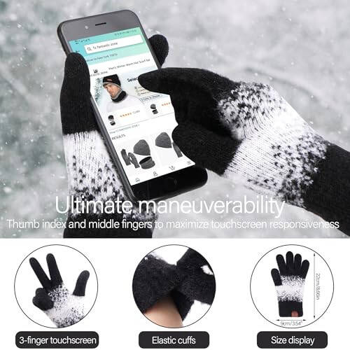 Womens Winter Knit Beanie Hats and Touchscreen Gloves Long Scarf Set with Warm Fleece Lined Skull Caps Scarves for Women - 4