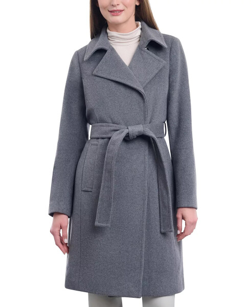 Women's Wool Blend Belted Wrap Coat Derby Heather - 1