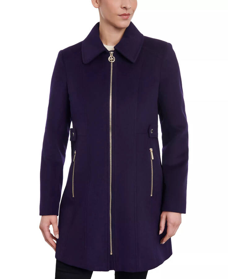 Women's Wool Blend Zip-Front Coat Dark Iris - 1