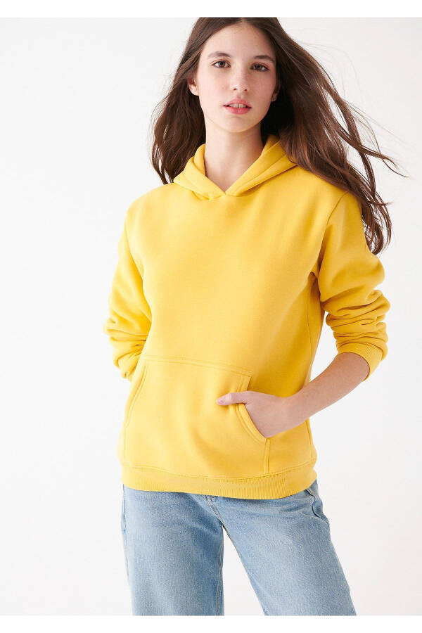 Women's Yellow Basic Hooded Sweatshirt 167299-71339 - 2