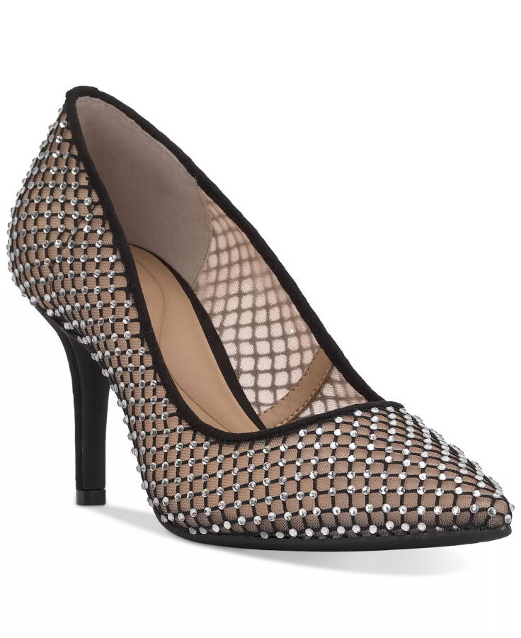 Women's Zitah Embellished Pointed Toe Pumps, Created for Modazone Black Mesh Bling - 1