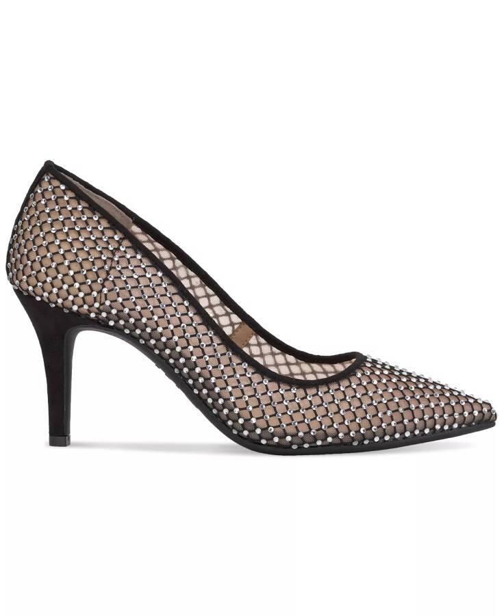 Women's Zitah Embellished Pointed Toe Pumps, Created for Modazone Black Mesh Bling - 2