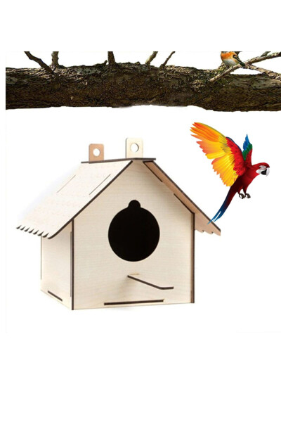 Wooden Birdhouse Bird Nest Bird Cage Shelter - 20 X 22 X 24 Cm - 9