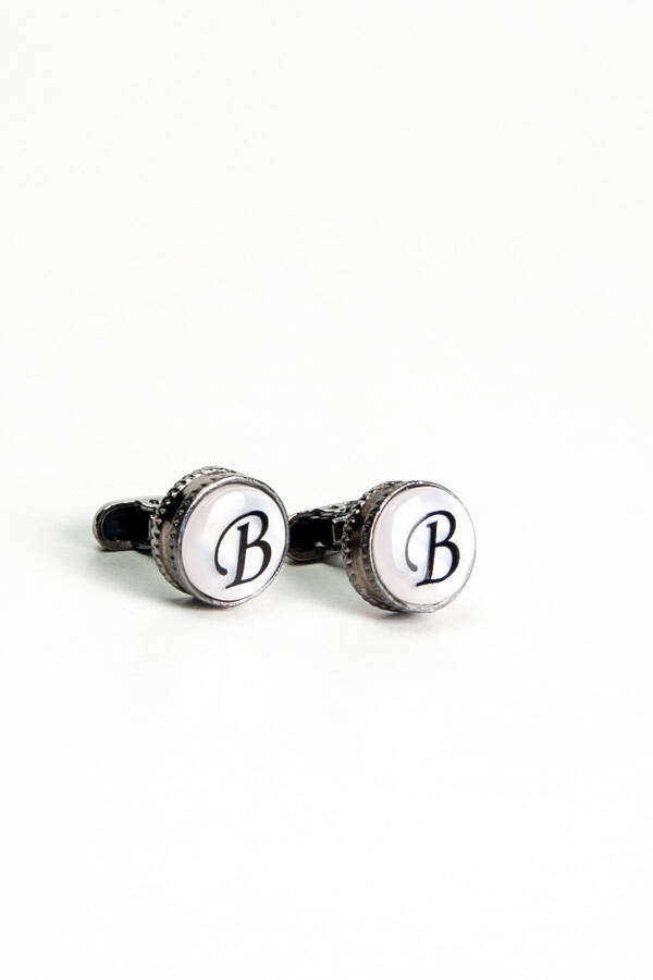 Wooden Box Round Letter Cufflinks B Letter - 1