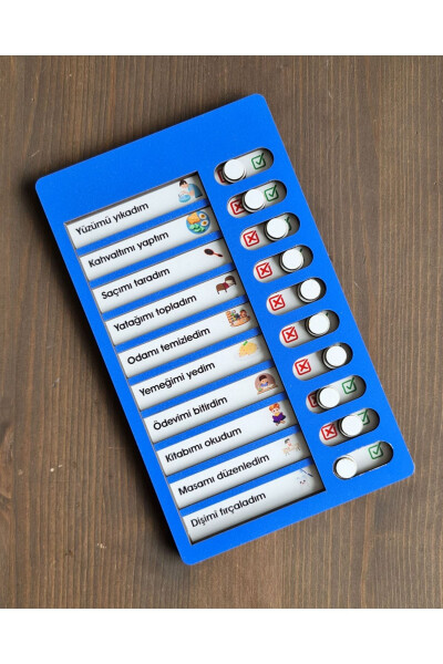 Wooden Child Daily Routine Checklist Control List Educational Toy Wooden To-Do List - 1