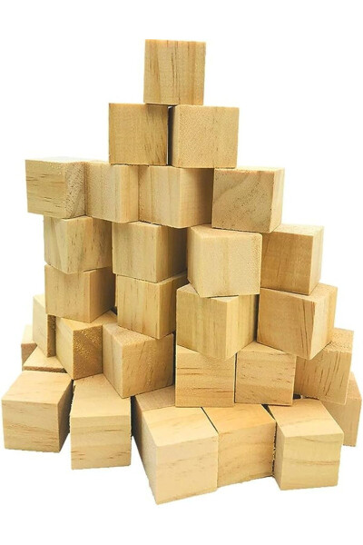 Wooden Cube Blocks 2cmx2cmx2cm 100 Pieces Natural Wooden Cube - 1