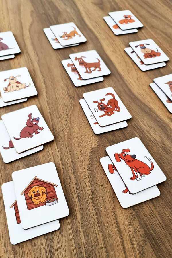 Wooden Dog Intelligence Card Matching Game Preschool Educational Material - 1