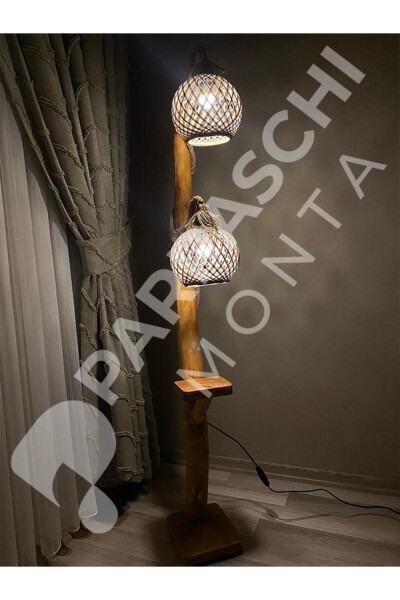 Wooden Floor Lamp Natural Wood Design Log Floor Lamp Home Corner Lighting - 1