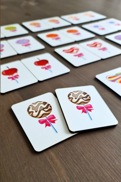 Wooden Lollipop Candy Memory Matching Game Preschool Intelligence Cards - 1