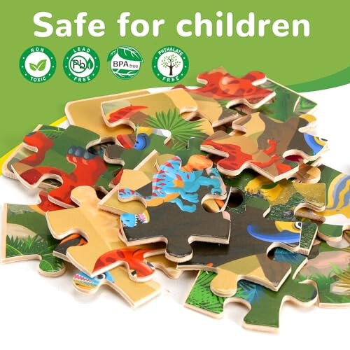 Wooden Puzzles Dinosaur Toys for Kids Ages 3-5, Set of 4 Packs with 20-Piece Wood Jigsaw Puzzles, Preschool Educational Brain Teaser Boards for Boys and Girls 3 4 5 6 Years Old - 48