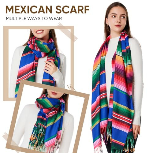 WOODLAND WREATH Pashmina Shawls and Wraps, Double-side pattern Long Scarves for Women, Perfect for Winter and Fall - 4