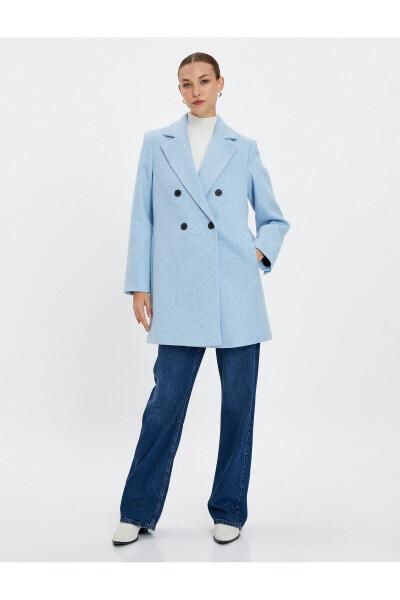 Wool coat, double-breasted closure, buttoned pockets - 8