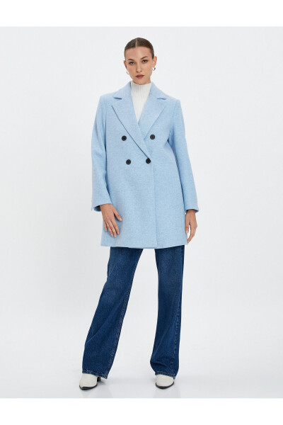 Wool coat, double-breasted closure, buttoned pockets - 9