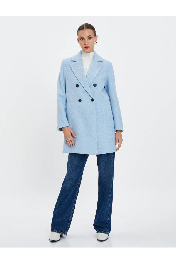 Wool coat, double-breasted closure, buttoned pockets - 9