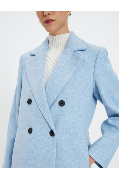 Wool coat, double-breasted closure, buttoned pockets - 11