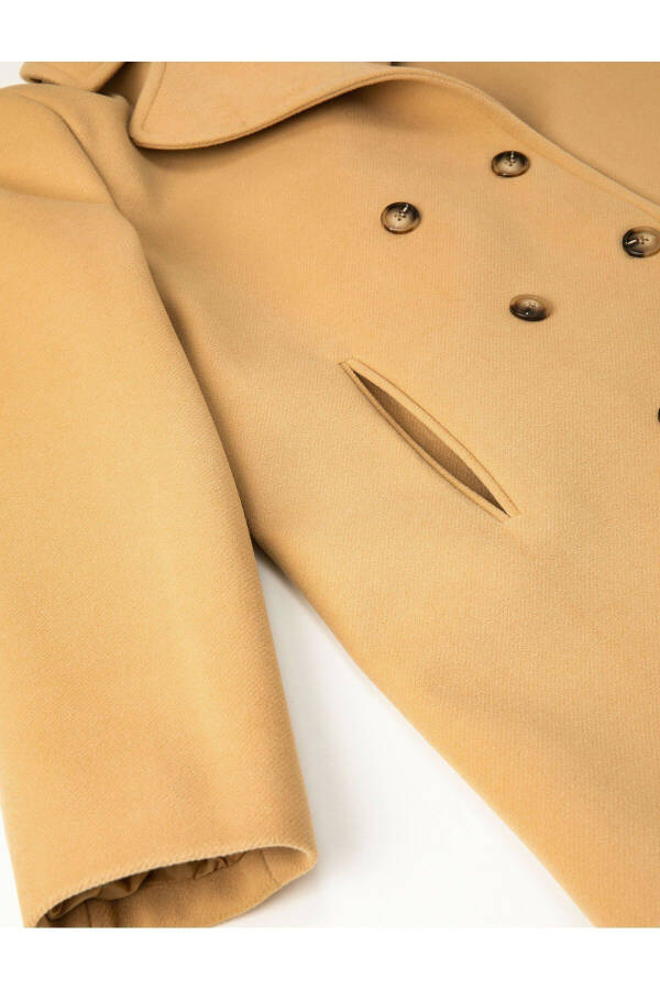 Woolen coat with double-breasted buttons and pocket details - 13