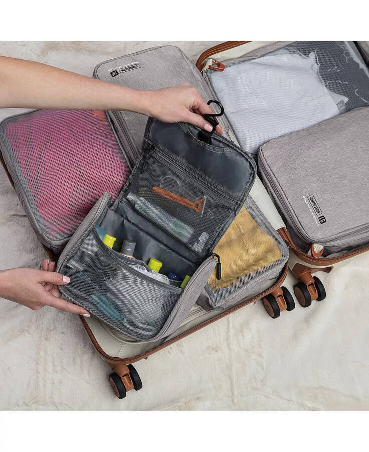 World Travel Essentials Hanging Toiletry Case Gray Heath - 4