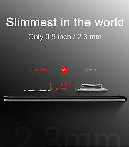 World's Slimmest Phone Ring Holder, Attom Tech Tomorotec Ultra Thin Cell Phone Ring Stand for Magnetic Car Mount Hook Compatible for iPhone Samsung Smartphone Accessories (Black) - 2