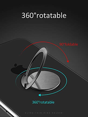 World's Slimmest Phone Ring Holder, Attom Tech Tomorotec Ultra Thin Cell Phone Ring Stand for Magnetic Car Mount Hook Compatible for iPhone Samsung Smartphone Accessories (Black) - 5