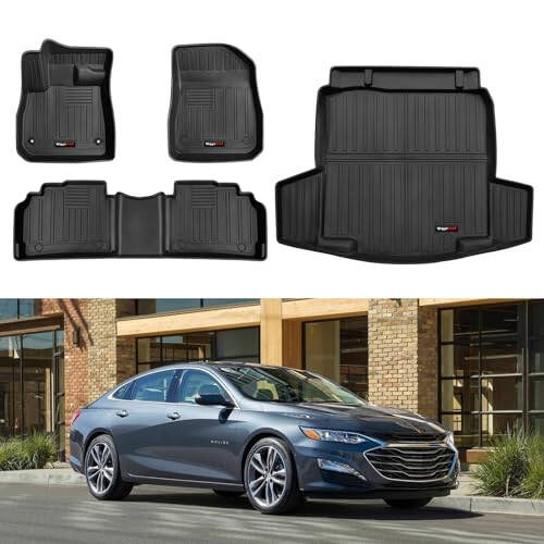 Wqyimat Custom All Weather Floor Mats and Cargo Trunk Liner 2016-2024 Chevy Malibu Aksessuarlari TPE Rezina Himoya Mat, Chevrolet Malibu Pol Matlari To'plami - 1