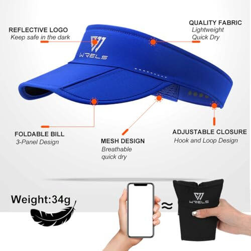 WRELS Sports Visor Hat for Women Men,Lightweight Running Golf Tennis Sun Visor Cap with Foldable Brim - 2