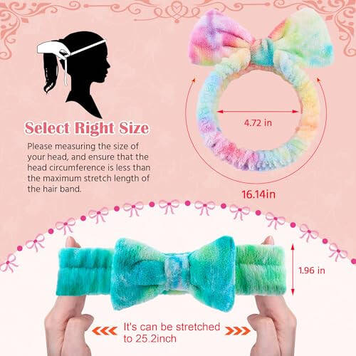 WSYUB Skincare Headband, 6pcs, Tie Dye Color, Soft Coral Fleece, Elastic, Washable, Reusable, For Women, Girls, Facial Makeup, Shower, Exercise, Party Gift - 2