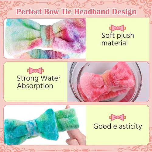 WSYUB Skincare Headband, 6pcs, Tie Dye Color, Soft Coral Fleece, Elastic, Washable, Reusable, For Women, Girls, Facial Makeup, Shower, Exercise, Party Gift - 4