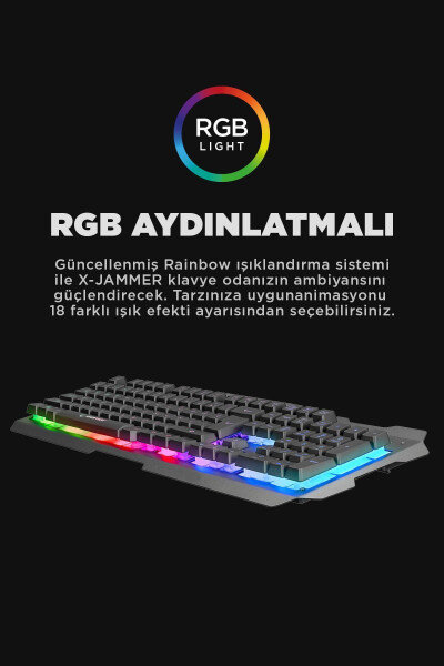 X-Jammer Klaviatura KB-R57 O'yinchi Rainbow Yoritishli USB Turkcha - 2