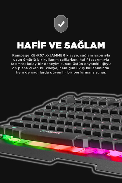 X-Jammer Klavye KB-R57 Oyuncu Rainbow Aydınlatmalı USB Türkçe - 4