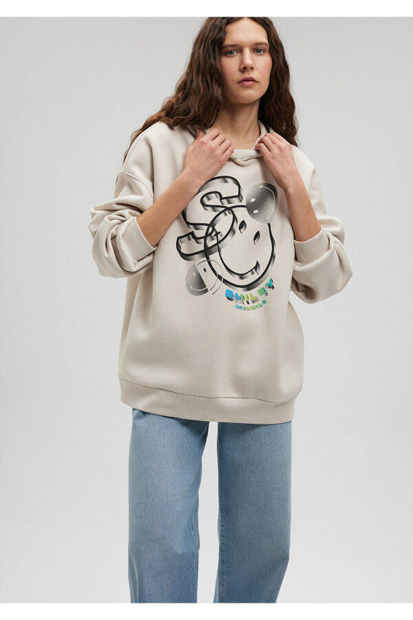 X Smiley Originals Baskılı Bej Sweatshirt 1s10124-70136 - 9