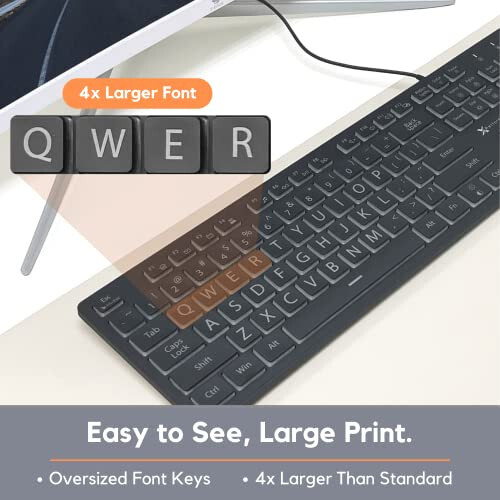 X9 Performance Large Print Lighted Keyboard and Mouse - USB Wired Keyboard and Mouse Combo - Large Letter Backlit Keyboard and Mouse Combo for Elderly, Low Vision, Visually Impaired - 2