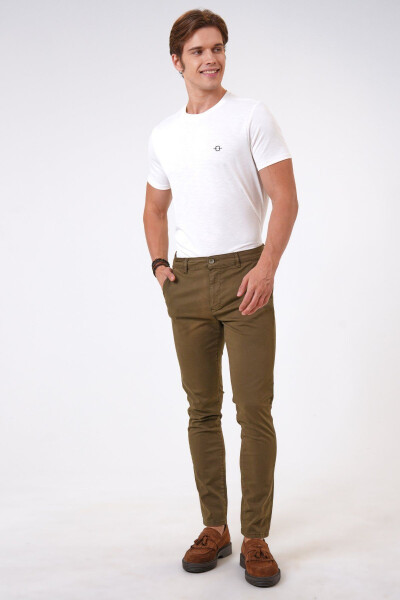 Xaki Slim Fit Paxta Chino Shimlari - 1