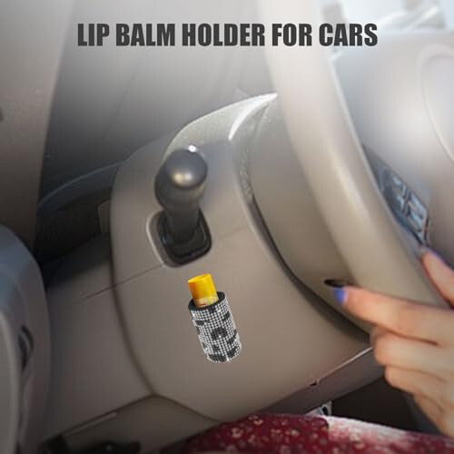 xbrtaia 1 Pack Upright Car Chapstick Holder, Bling Insulating Lip Balm Holder, Rhinestone Car Accessories for Women Interior ,Suitable for Most Vehicles.(Cow) - 2