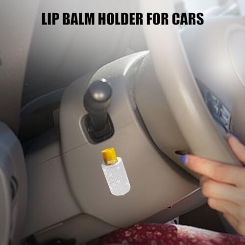 xbrtaia 1 Pack Upright Car Chapstick Holder, Bling Insulating Lip Balm Holder, Rhinestone Car Accessories for Women Interior,Suitable for Most Vehicles.(White) - 2