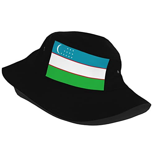 XCBZVT Bucket Hat Flag of Uzbekistan Fisherman's Cap Men and Women. Sun Hats Black - 2