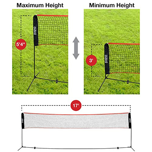 Xcello Sports Tam Badminton Raket Seti - 17 Feet Katlanabilir Ağ, 4 Raket, 6 Top ve Taşıma Çantası Dahil - 5