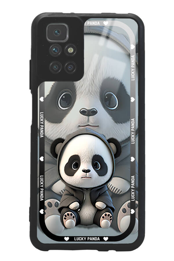 Xiaomi Redmi 10 White Lucky Panda Design Glossy Phone Case - 1