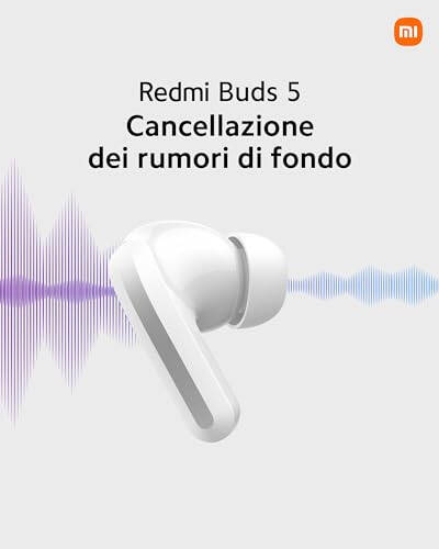 Xiaomi Redmi Buds 5 Wireless Earphone - 46dB Active Noise Canceling, 40 Hour Battery Life, Bluetooth 5.3, White - 6