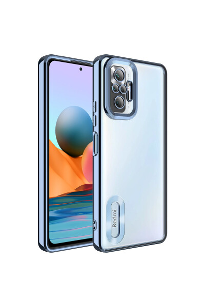 Xiaomi Redmi Note 10 Pro Kılıf Kamera Lens Korumalı Şeffaf Renkli Logo Gösteren Parlak Kapak - 1