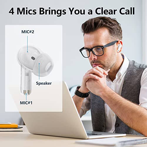 XIAOWTEK A40 Pro Wireless Earbuds, 50Hrs Playtime Bluetooth Earbuds Built in Noise Cancellation Mic with Charging Case, Bluetooth Headphones with Stereo Sound, IPX7 Waterproof Ear Buds for iPhone - 2