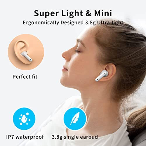 XIAOWTEK A40 Pro Wireless Earbuds, 50Hrs Playtime Bluetooth Earbuds Built in Noise Cancellation Mic with Charging Case, Bluetooth Headphones with Stereo Sound, IPX7 Waterproof Ear Buds for iPhone - 4