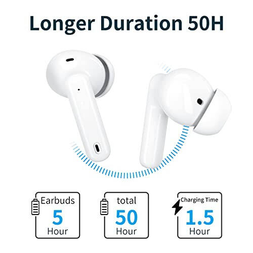 XIAOWTEK A40 Pro Wireless Earbuds, 50Hrs Playtime Bluetooth Earbuds Built in Noise Cancellation Mic with Charging Case, Bluetooth Headphones with Stereo Sound, IPX7 Waterproof Ear Buds for iPhone - 6