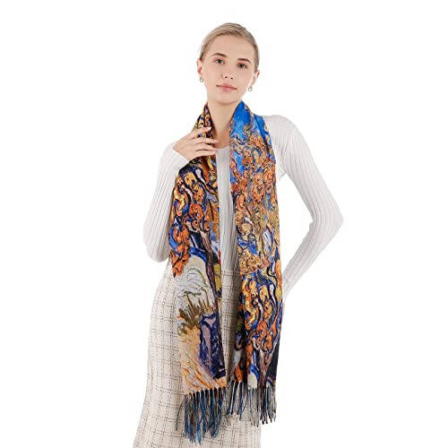 XINYUN Women's Fashion Scarf with Art Printed Tassel Soft Cashmere Warm Large Blanket Wrap Shawl for gift - 2