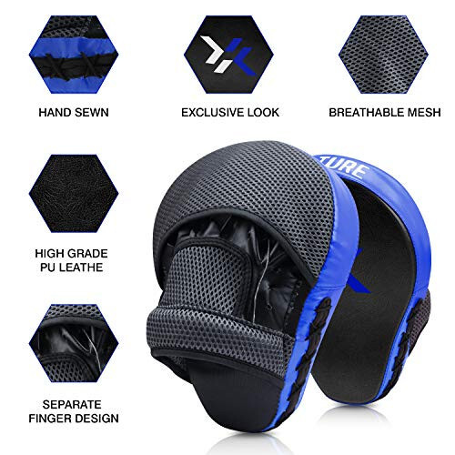 Xnature Essential Curved Boxing MMA Punching Mitts Boks Pedlari Kanca va Jab Pedlari MMA Target Focus Punching Mitts Tayland Strike Kick Shield - 3