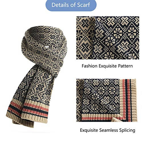 XonyiCos 3Pcs Winter Hat Scarf and Touchscreen Gloves for Women Knit Beanie Hat Neck Warm Scarf Set Fleece Lined Skull Cap - 7