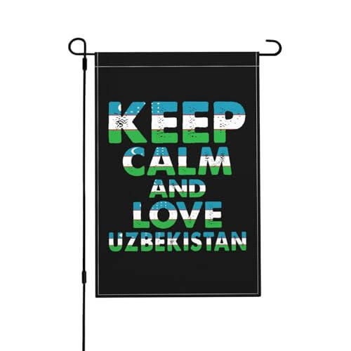 Xotirjam bo'ling va O'zbekistonni seving Tashqi bog'cha bayroqlari 12x18 dyuymli ikki tomonlama bog'cha bayrog'i Uy maysazor bezagi bayrog'i Bayram mavsumiy xush kelibsiz bayroqlari - 1